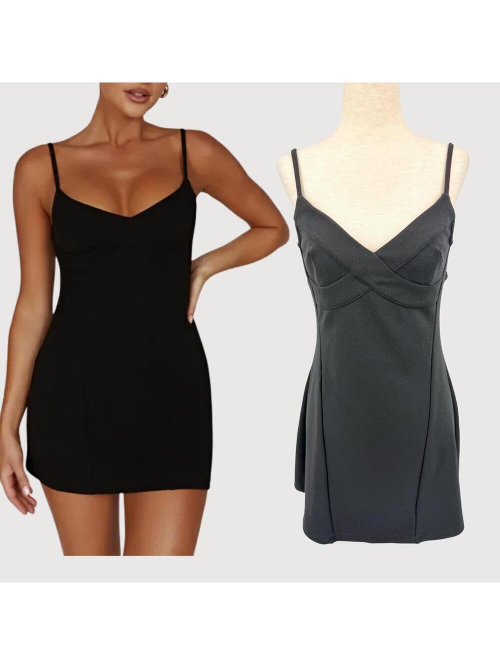 Meshki Thalia Mini Dress Black Bodycon Strappy M